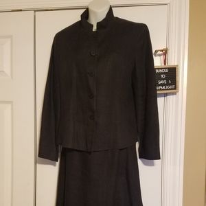Talbots Black Linen Skirt Suit Set (Skirt 8 Reg) (Jacket 8 Petite)